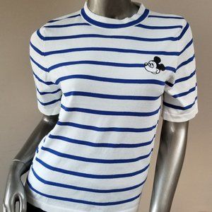 Mickey Logo Blue Stripe Knit T - with Free Gif